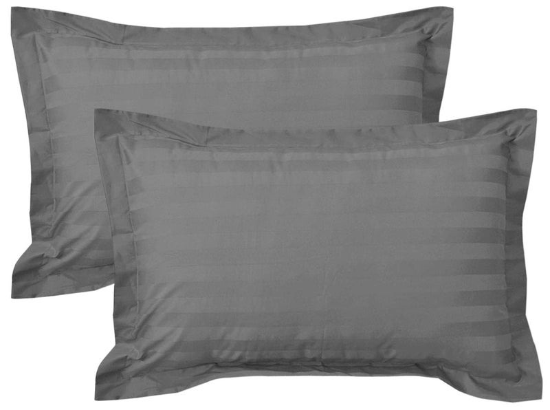 Kuber Industries otton Luxurious Satin Striped Pillow Cover|Ideal 17x27 Inch Size|Soft & Smooth Cotton|Pack of 2 (Grey)-CTKTC040327 - Image 1