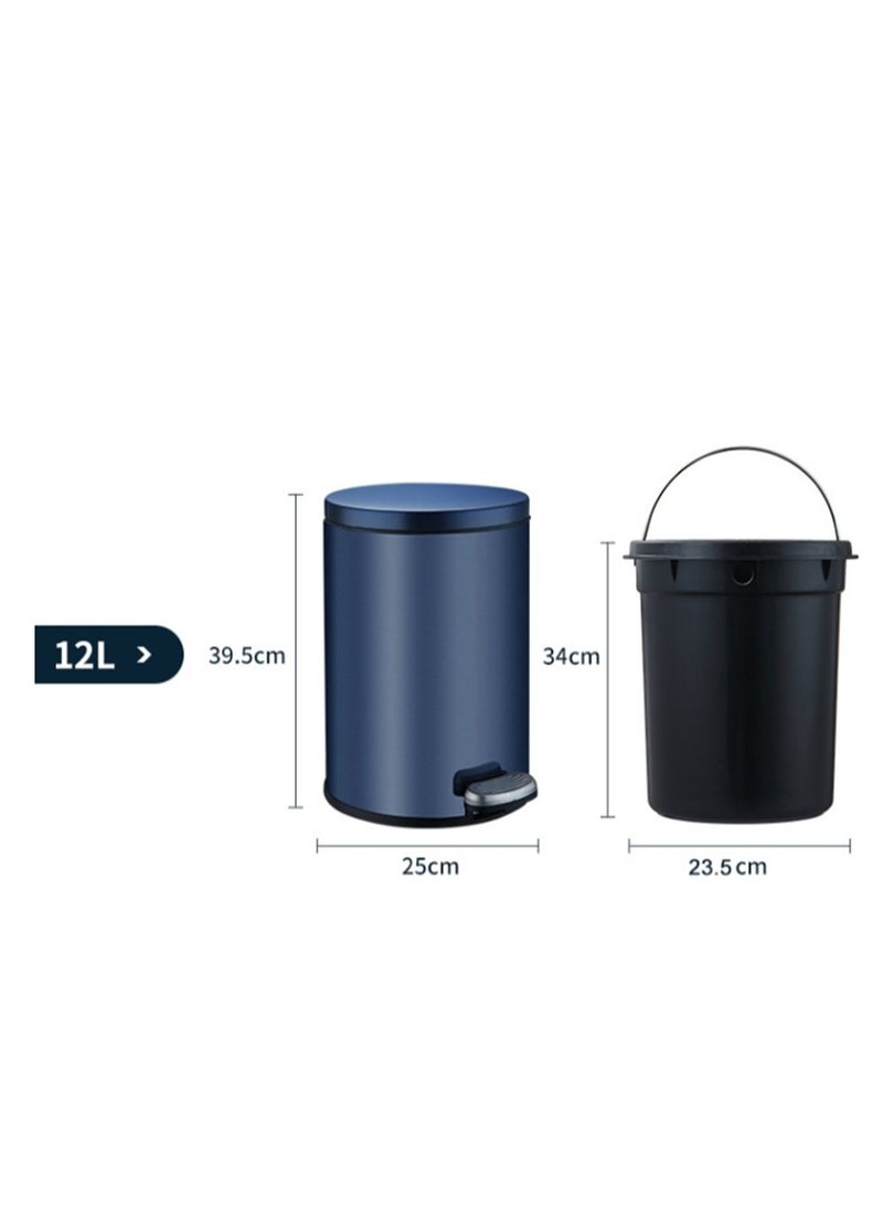 Trash Bin,12 Liter Stainless Steel Pedal Bin，Classic Round Pedal Trash Can, Hands-Free Ideal for Kitchen, Bathroom, Bedroom, Office, Round Shape Trash Can, Silver - Image 4