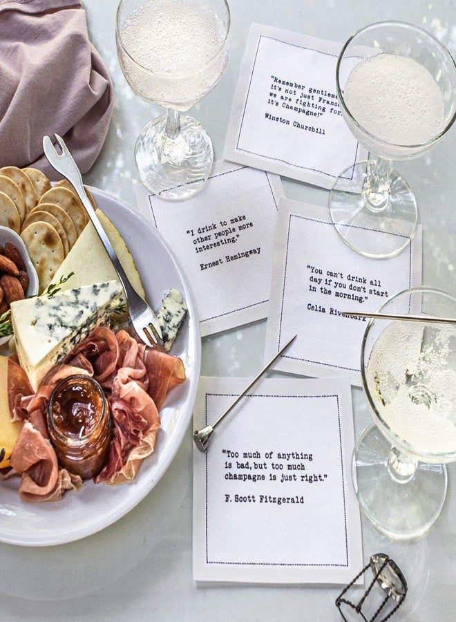FIVE STAR NAPKINS مناديل كوكتيل بيضاء مرحة من فايف ستار، 25 منديلًا فاخرًا من القطن للاستخدام مرة واحدة، مزينة بعبارات بار طريفة، مقاس 4.5 بوصة × 4.5 بوصة، مثالية للحانات المنزلية، وليالي الألعاب، والمشروبات، وأعياد الميلاد، وحفلات الزفاف، والعطلات. - Image 5