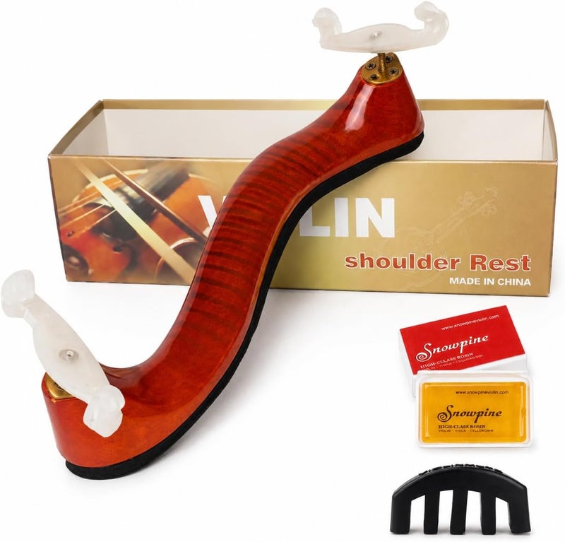 AMZZ Adjustable Solidwood Violin Shoulder Rest with Collapsible for 3/4 4/4 Violin Fiddle and 12" 13" Viola (3/4 or 4/4 Violin Shoulder Rest) - Image 1