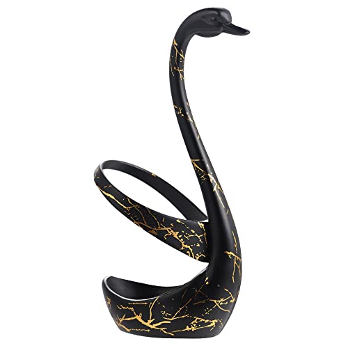 AnSaw Small Coffee Spoon Holder Set,Black Swan Base With 10 Pcs Black & Gold Demitasse Espresso Spoons Set,4.7" Mini Leaf Dessert Spoon,Stainless Steel Tea Spoons - Image 3