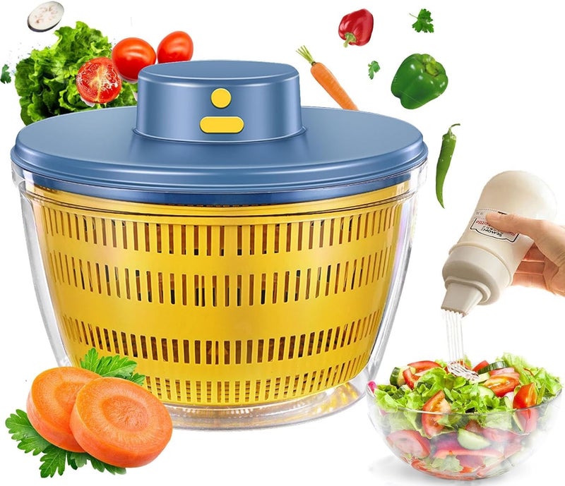 Electric Salad Spinner 42Quart Lettuce spinnerFruit cleaner spinner Vegetable DryerFruit Washer with Bowl and ColanderSalad Dryer Mixer for VegetablesGreens Herbs Berries