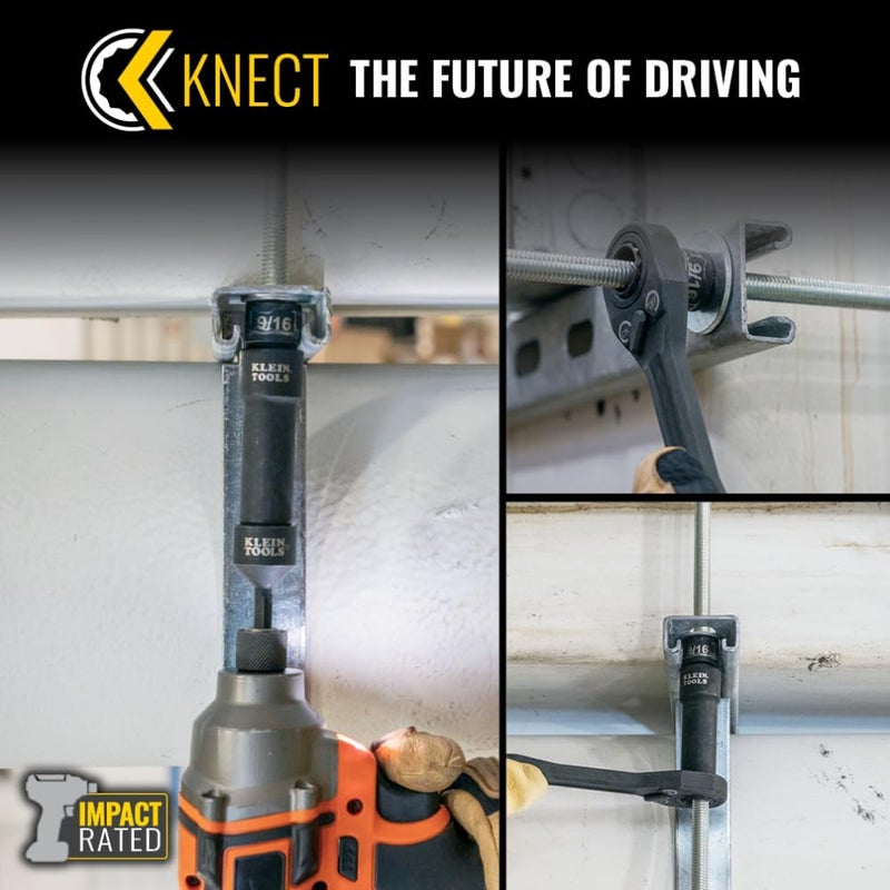 Klein Tools 65400 KNECT 15-Piece Pass Through Socket Set, SAE Impact Socket Set with MODbox Case, Sockets, Bits, Accessories and 3/8-Inch Drive Adapter - Image 3