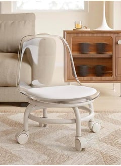 Rolling Stool, Multipurpose 360° Roller Seat Short Stool Rotating Makeup with Wheels Pulley Stool with Backrest Garage Fitness