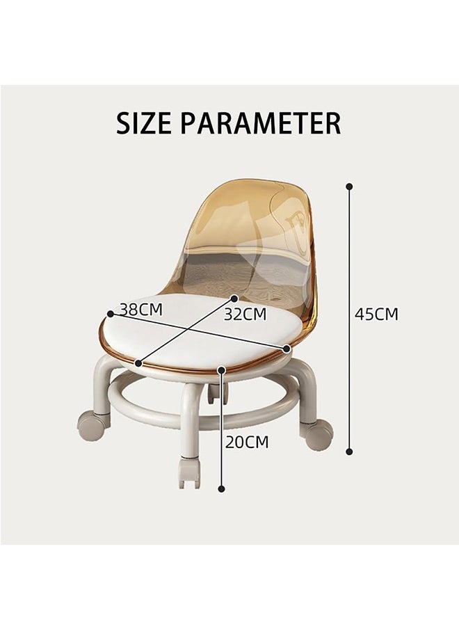 Generic - Rolling Stool, Multipurpose 360° Roller Seat Short Stool Rotating Makeup with Wheels Pulley Stool with Backrest Garage Fitness - Image 1