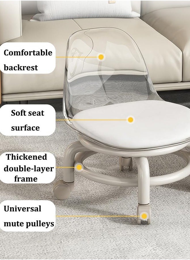 Generic - Rolling Stool, Multipurpose 360° Roller Seat Short Stool Rotating Makeup with Wheels Pulley Stool with Backrest Garage Fitness - Image 1