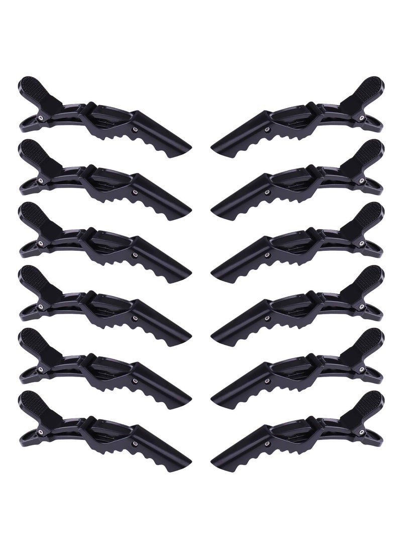 GLAMFIELDS - GLAMFIELDS 12 pcs Black Alligator Hair Clips for Women Styling Sectioning Salon, Professional Durable Non-slip Plastic Grip Clip for Hair Cutting Wide Teeth & Double-Hinged Design - Image 1