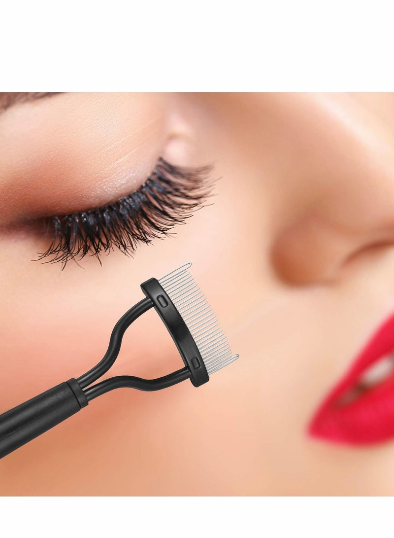 مجموعة فرش تجميل أساسية من 4 قطع - مشط حواجب قابل للطي وفاصل رموش باللون الأسود - Image 4