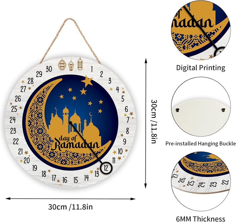 PAMBO Ramadan Door Hanging Decorations，30 Days Advent Calendar Countdown for Ramadan Home Table Decoration Sign - Image 3