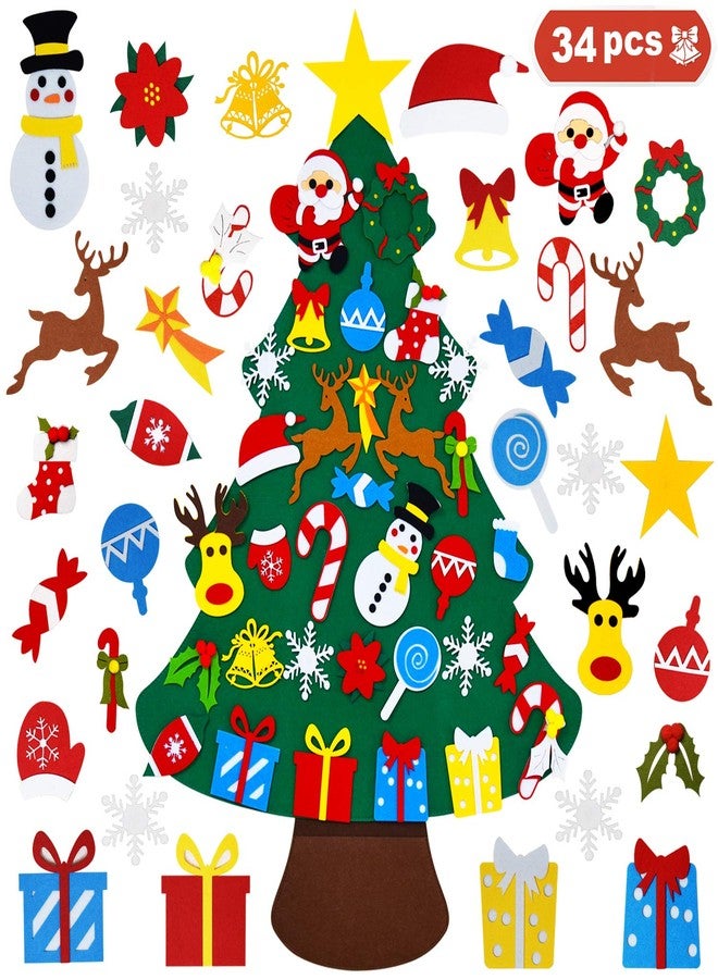 THAWAY DIY Felt Christmas Tree for Toddlers with 34 pcs Detachable Ornaments, Kids Door Wall Hanging Xmas Gifts Christmas Decorations - Image 1