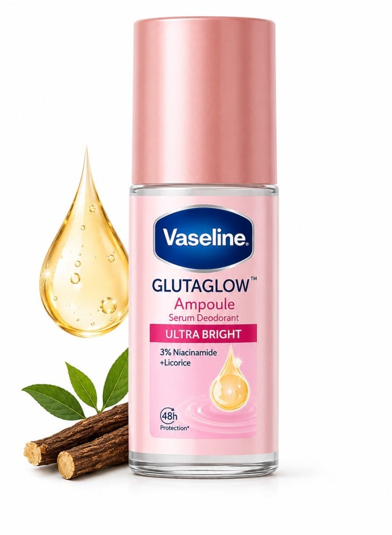 Vaseline Gluta-Hya Dewy Radiance Serum-In-Lotion 200ml with Glutaglow, Hyaluron and Niacinamide for Bright, Smooth and Hydrated Skin & Vaseline GlutaGlow Bright & Smooth Roll-On Serum Deodorant for Women – 3% Niacinamide + Omega 6, 48H Odor Protection, 45ml Bundle - Image 3