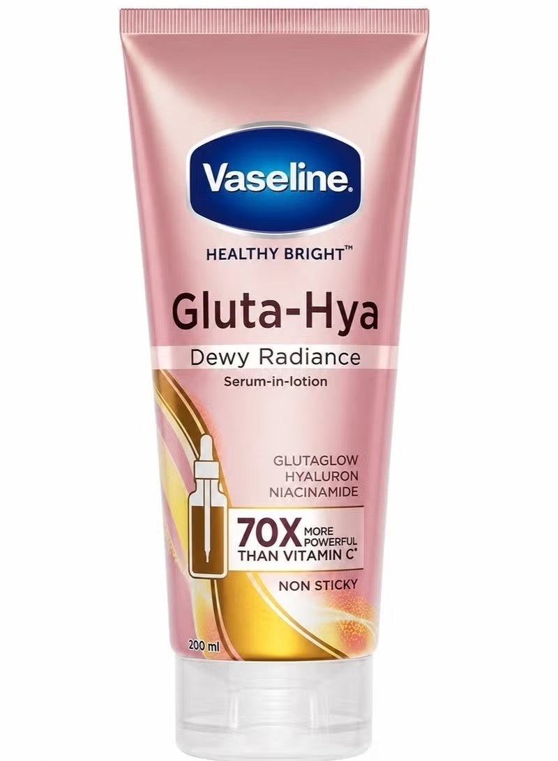 Vaseline Gluta-Hya Dewy Radiance Serum-In-Lotion 200ml with Glutaglow, Hyaluron and Niacinamide for Bright, Smooth and Hydrated Skin & Vaseline GlutaGlow Bright & Smooth Roll-On Serum Deodorant for Women – 3% Niacinamide + Omega 6, 48H Odor Protection, 45ml Bundle - Image 2