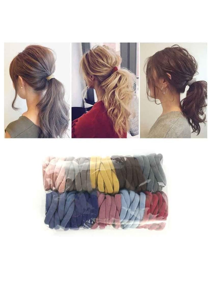 Loquat 100pcs Thick Multicolor Hair Ties, Perfect for Ponytail Holders for Women and Girls, Match All Hair Styles. - Image 5