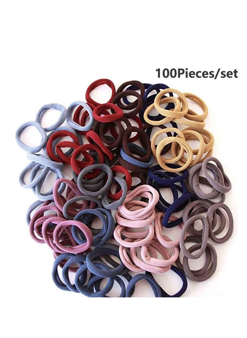 Loquat 100pcs Thick Multicolor Hair Ties, Perfect for Ponytail Holders for Women and Girls, Match All Hair Styles. - Image 2