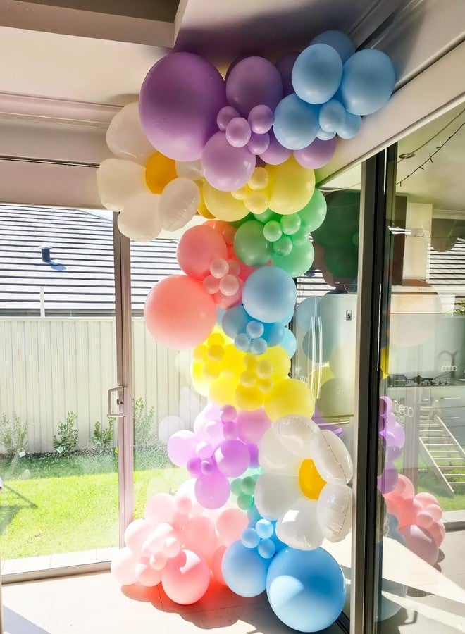 Haolongfa Daisy Balloon Arch Garland Kit - 131 Pcs Pastel Rainbow balloon arch kit with Daisy Balloons, for Birthday Party, Baby Shower, Flower Themed Party Decorations - Image 4