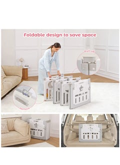 Arabest Baby Fence Safety Fence Foldable Activity Centre Safety Playground 14 Panels Dark Grey White  - Image 2