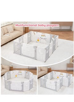 Arabest Baby Fence Safety Fence Foldable Activity Centre Safety Playground 14 Panels Dark Grey White  - Image 4