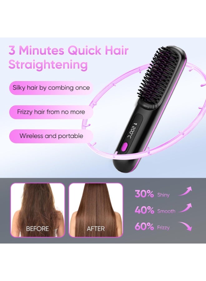 Sunspire Wireless straightening comb, compact portable ceramic ionic straightening comb, powerful negative ion heated styling comb, 20-second rapid heating, three-temperature settings, heat-resistant straightening comb. - Image 3