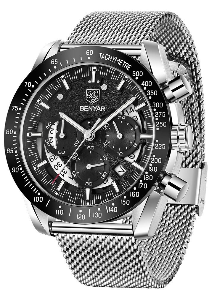BENYAR Watches for Men Watch Quartz Luxury Stainless Steel Water Resistant Chronograph Watch 5120 - Image 1