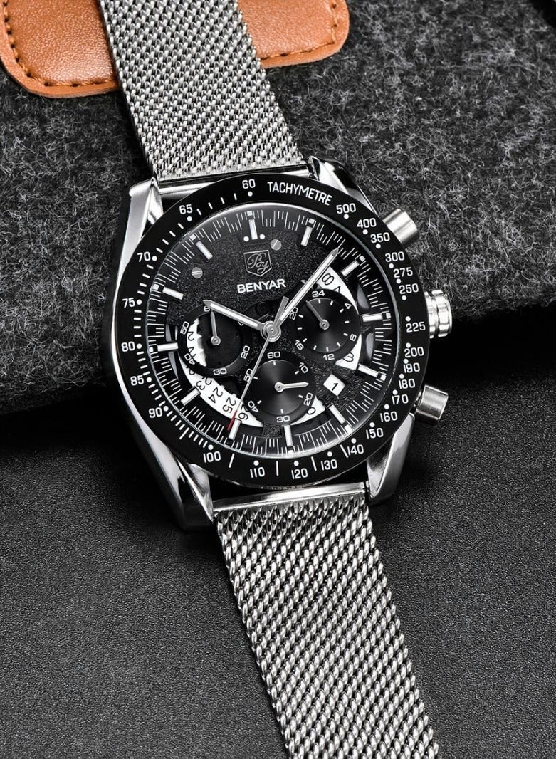 BENYAR Watches for Men Watch Quartz Luxury Stainless Steel Water Resistant Chronograph Watch 5120 - Image 4