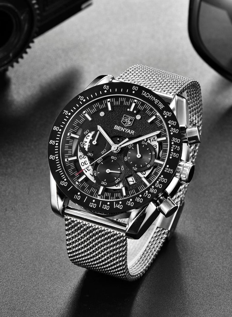 BENYAR Watches for Men Watch Quartz Luxury Stainless Steel Water Resistant Chronograph Watch 5120 - Image 5