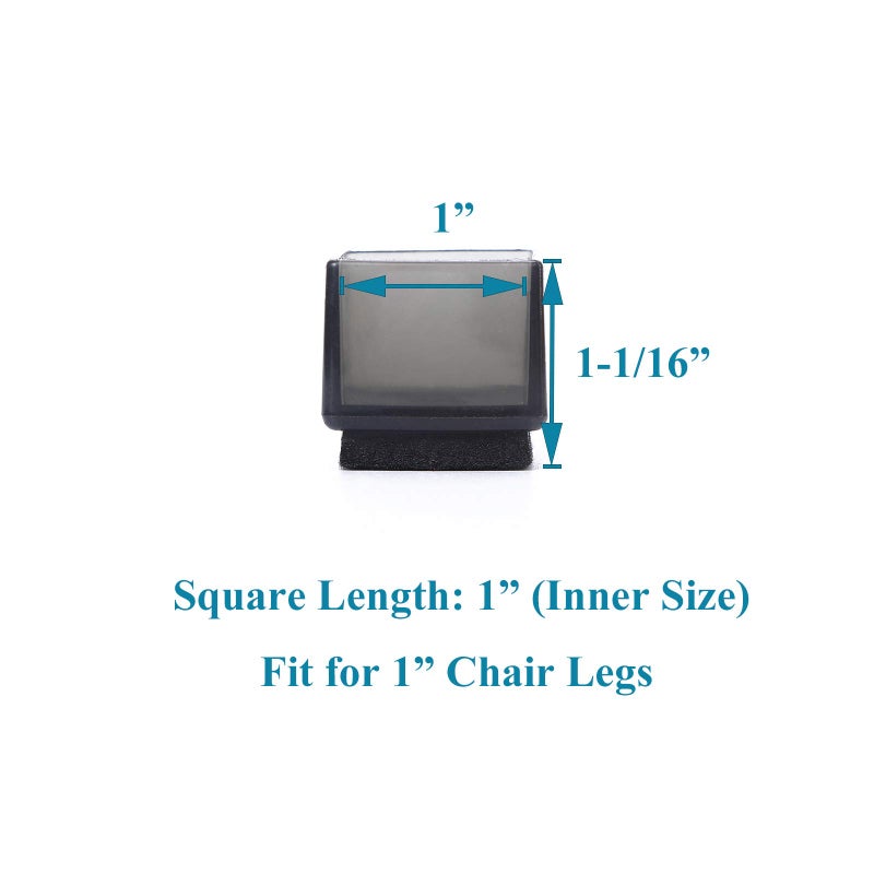 Furnigear Chair Leg Caps With Felt Pads Bottom Furnigear Silicone Chair Leg Floor Protectors Square Hardwood Floor Protectors (1"" Black-20 Pack) - Image 4
