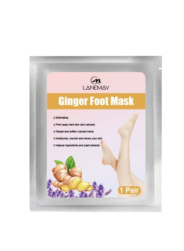 LANEMAY Ginger Foot Mask Exfoliating Callus Removal Hydrating Moisturizing Foot Care Peeling Socks for Soft Feet(5PC) - Image 4