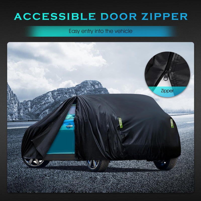 Qualencey Car Cover Waterproof All Weather Full Exterior Covers W/Zipper  Size A1 Universal Fit For Nissan Versa  Kia Rio  Hyundai Accent  Audi Tt  Porsche 718/Boxster/Cayman  Bmw Z4  Etc(Up To 177 Inch) - Image 5