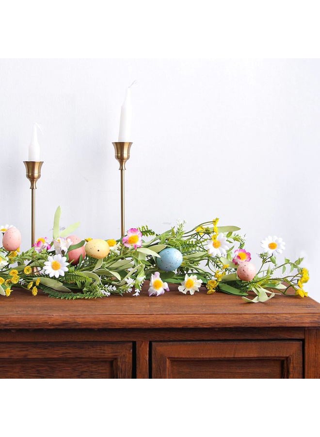 ZIFTY 5FT Easter Garland Faux Spring Vine with Easter Eggs Berries for Rustic Mantle Arch Home Table Tree Decoration (Green/Blue/Pink) - Image 4