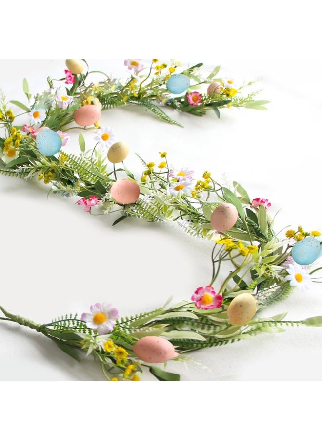 ZIFTY 5FT Easter Garland Faux Spring Vine with Easter Eggs Berries for Rustic Mantle Arch Home Table Tree Decoration (Green/Blue/Pink) - Image 1