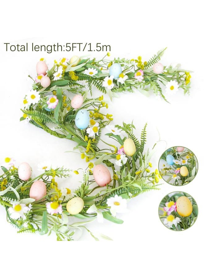 ZIFTY 5FT Easter Garland Faux Spring Vine with Easter Eggs Berries for Rustic Mantle Arch Home Table Tree Decoration (Green/Blue/Pink) - Image 2