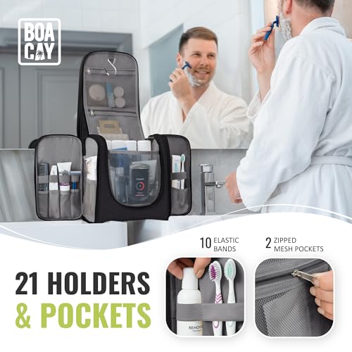 BOACAY Extra Large Hanging Travel Toiletry Bag for Women and Men, Makeup Bag, Bathroom & Shower Organizer Kit for Accessories, Cosmetics, Essentials - Image 2