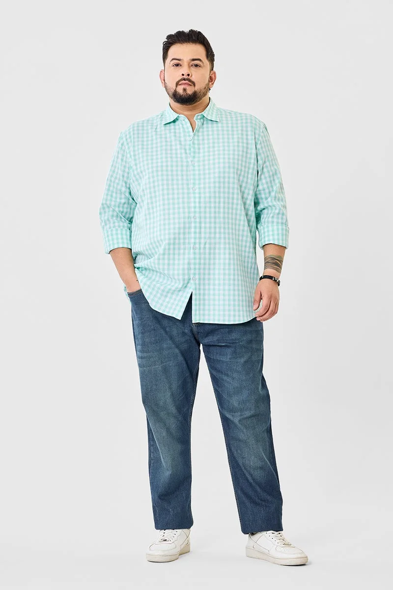 SNITCH Linen Blend Checks Plus Size Shirt