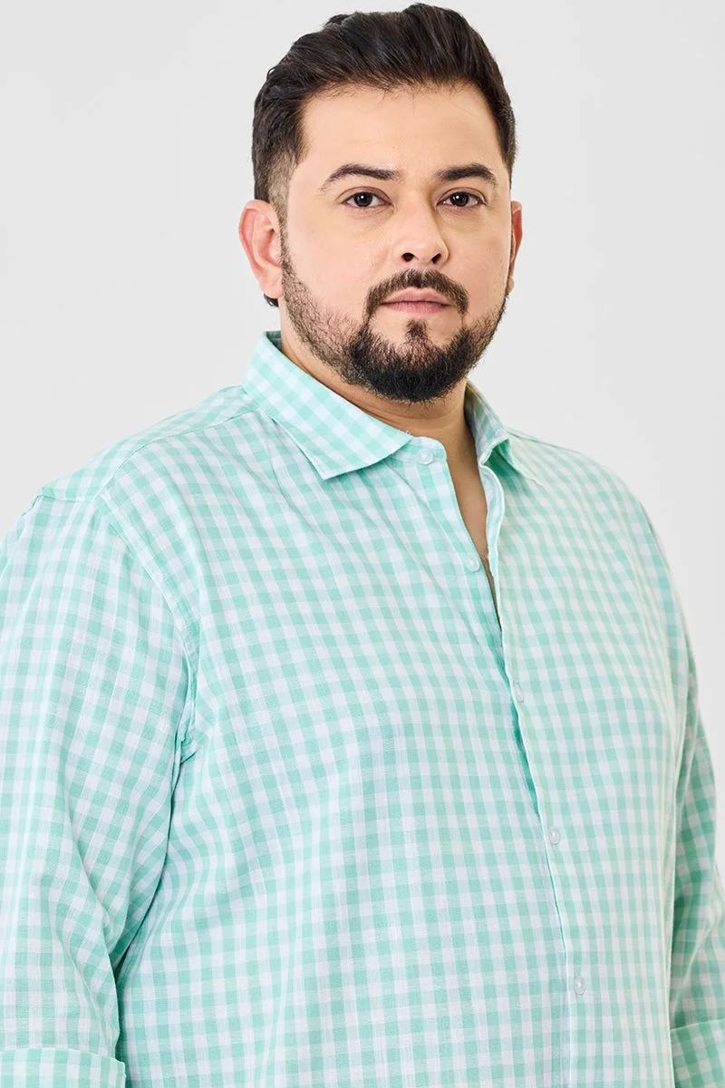 SNITCH Linen Blend Checks Plus Size Shirt