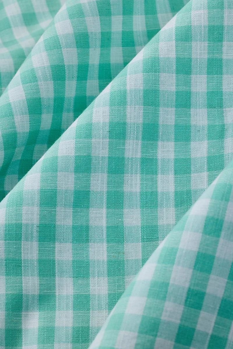 SNITCH Green Linen Blend Checks Plus Size Shirt for Men | Best Price UAE