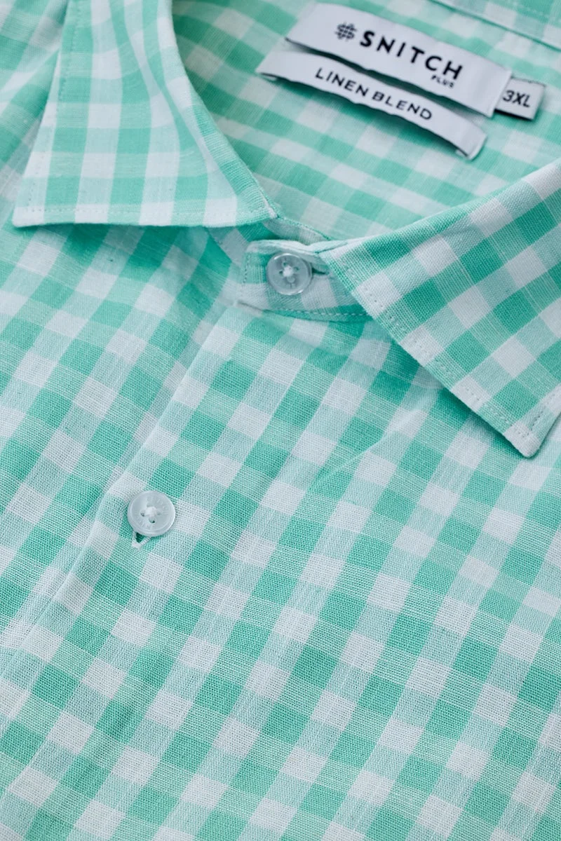 SNITCH Green Linen Blend Checks Plus Size Shirt for Men | Best Price UAE