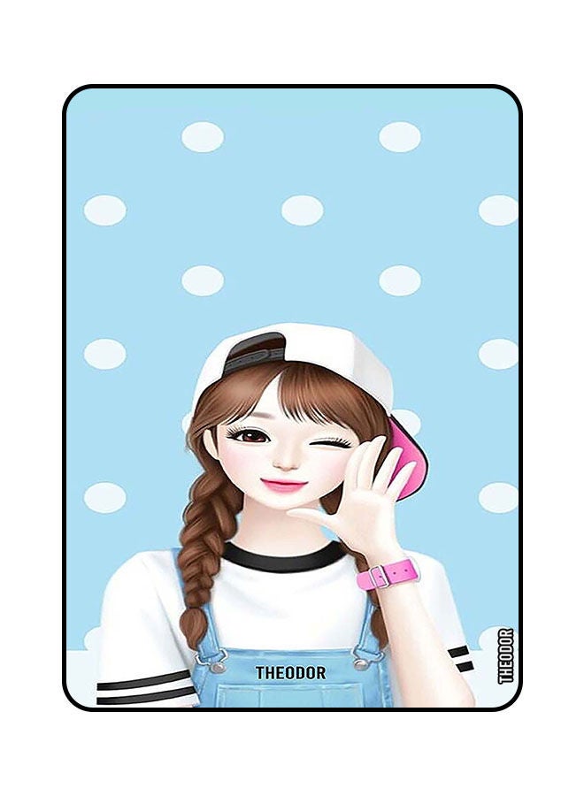 Theodor Protective Flip Case Cover For Samsung Galaxy A7 2020 10.4 Inches with Auto Wake/Sleep Girl Wear Cap Copy - Image 1