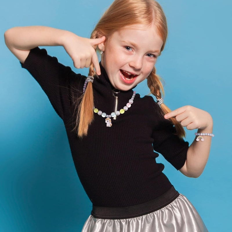 Excefore 5 PCS Unicorn Jewelry Set for Girls - Cute Rainbow Necklaces, Bracelet, Earrings, and Ring for Party Supplies, Princess Party Favors, Craft DIY Accessories, Little Girls Dress up Jewelry Sets - Image 5