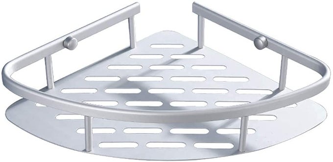 SINGLE BATHROOM SHELVES STORAGE TRIANGLE BASKET BATHROOM TOOL STAINLESS STEEL MULTIPURPOSE CORNER STORAGE ORGANIZER SILVER1PCS