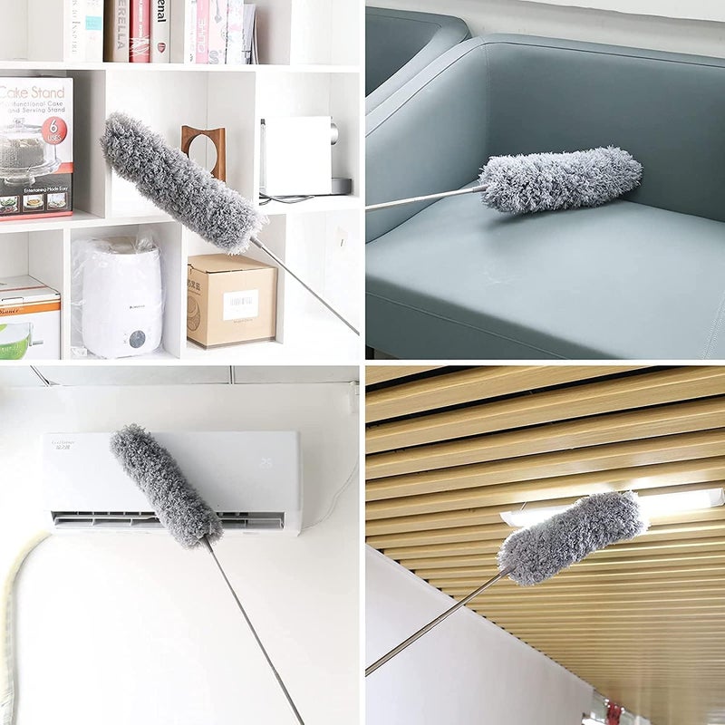 ASHGUJ Microfiber Duster with Extendable Pole 30 to 100 cm Bendable Head for Cleaning Ceiling Fan High Ceiling Keyboard Closet Wardrobe Chandelier Furniture Cars  - Image 3