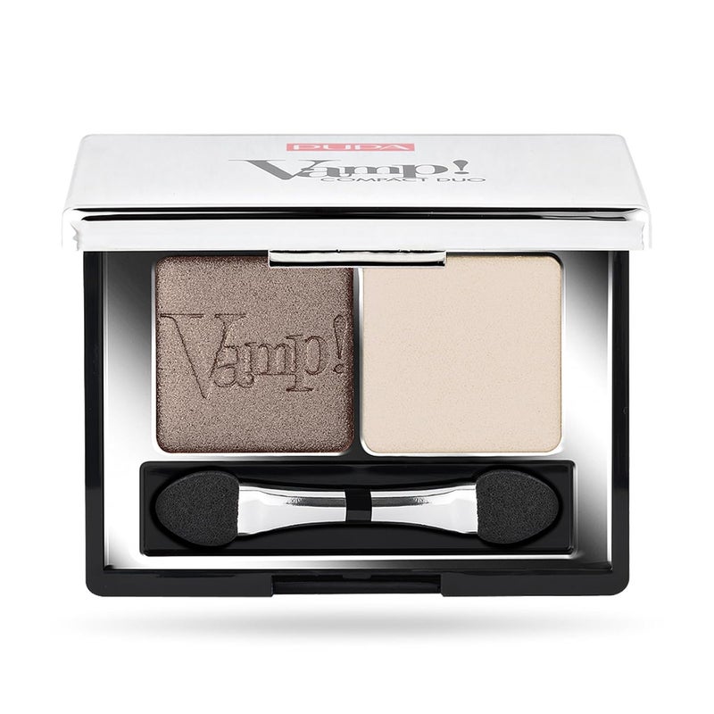 Pupa Milano Vamp! Eyeshadow Compact Duo 006 Brown Vanilla - Light, Smooth, Blendable, Cream Compact Shadow - Stunning, Colorful, Pigmented Shade - Paraben-Free Formula - 0.078 oz