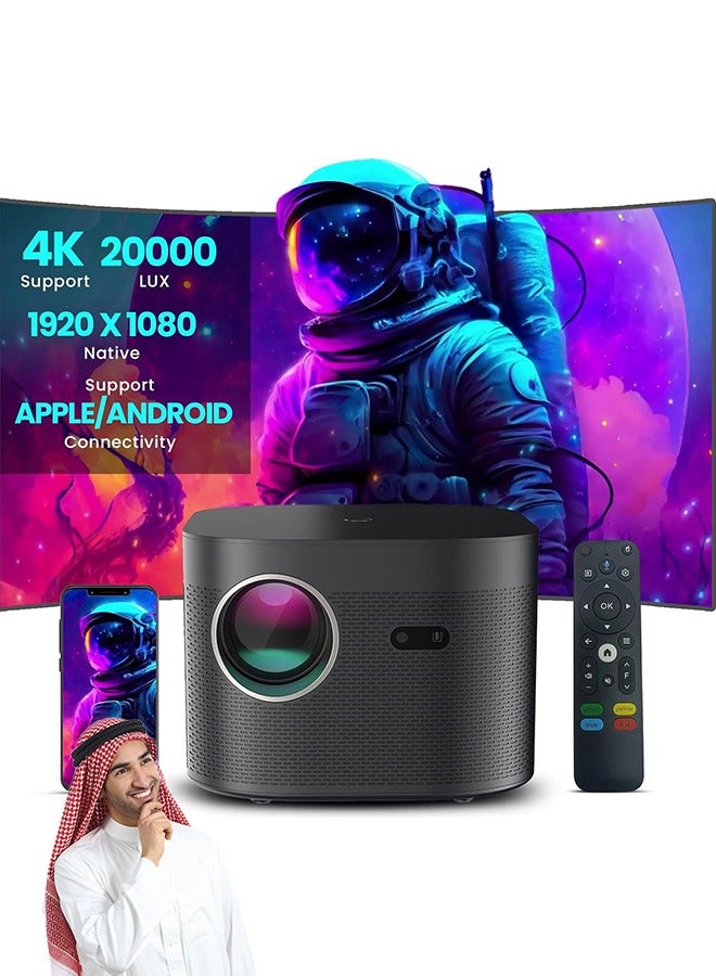 Bukela Projector 4K Projectors with 2.4G/5G Dual WiFi and Bluetooth5.3,20000 LUX Native 1080P Full HD Video Projectors,4D/4P Keystone Correction For Homes [Android10.0/Auto focus]  - Image 1