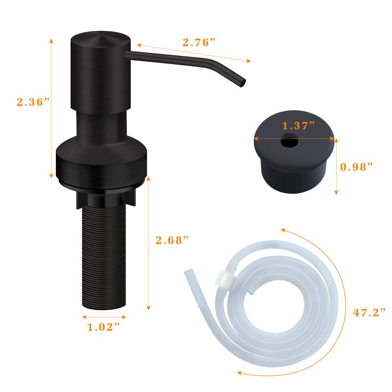 izolor Sink Soap Dispenser For Kitchen Sink Countertop Built In Sink Soap Dispenser With 47 Extension Tube Kit No Need To Fill The Little Bottle Again (Black) - Image 5