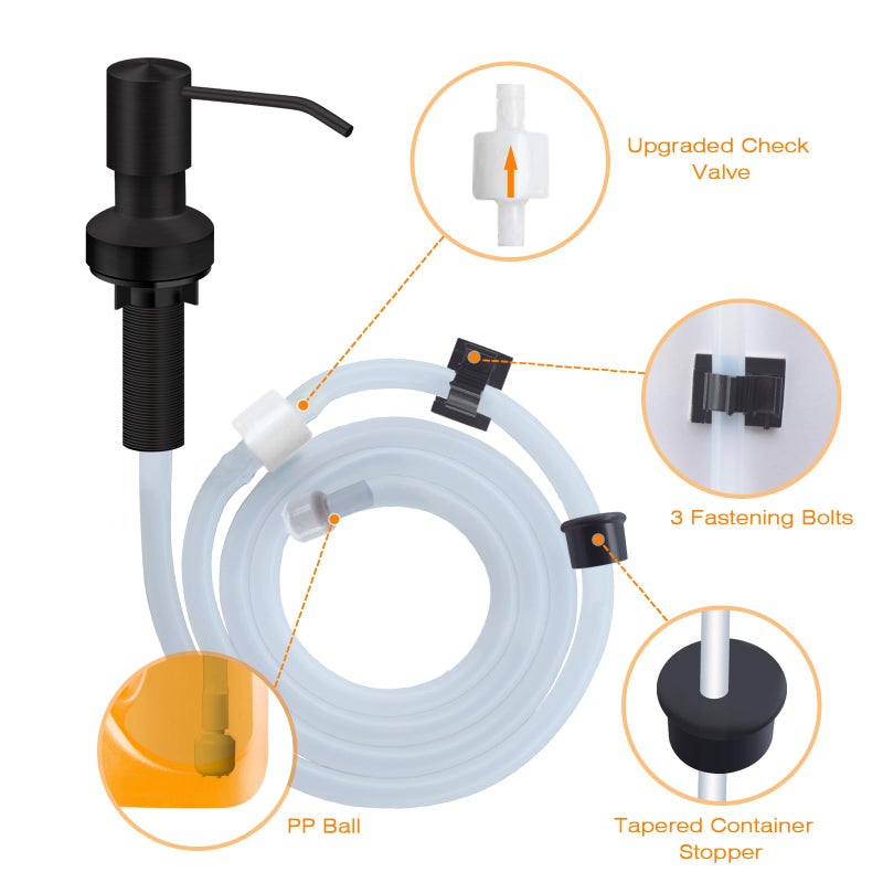 izolor Sink Soap Dispenser For Kitchen Sink Countertop Built In Sink Soap Dispenser With 47 Extension Tube Kit No Need To Fill The Little Bottle Again (Black) - Image 4
