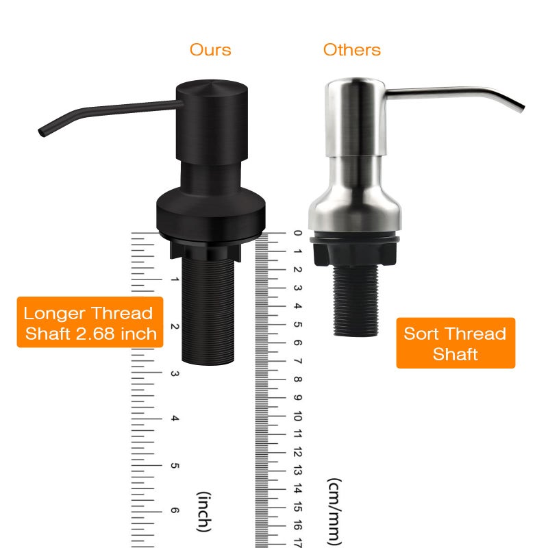 izolor Sink Soap Dispenser For Kitchen Sink Countertop Built In Sink Soap Dispenser With 47 Extension Tube Kit No Need To Fill The Little Bottle Again (Black) - Image 2