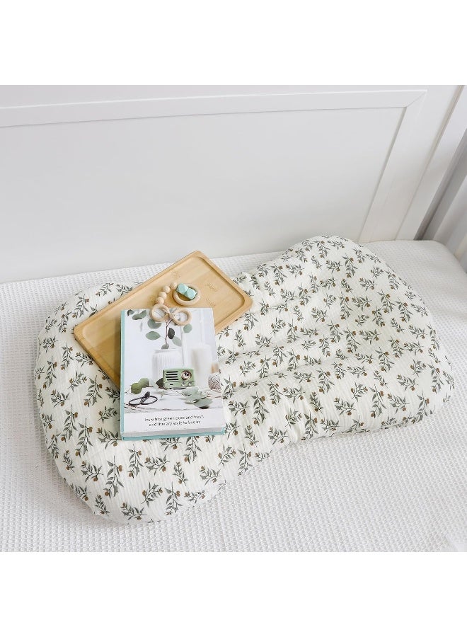 Hooyax غطاء سرير الأطفال هوياكس من موسلين 2 عبوة، غطاء قابل للإزالة عضوي للأطفال حديثي الولادة، أغطية مقاعد الأطفال المبطنة للأرض للأطفال الأولاد والبنات (أخضر فاتح وورقة) - Image 4