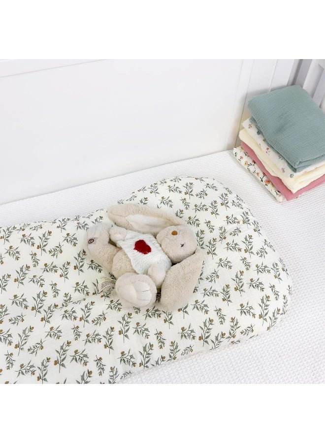 Hooyax غطاء سرير الأطفال هوياكس من موسلين 2 عبوة، غطاء قابل للإزالة عضوي للأطفال حديثي الولادة، أغطية مقاعد الأطفال المبطنة للأرض للأطفال الأولاد والبنات (أخضر فاتح وورقة) - Image 5