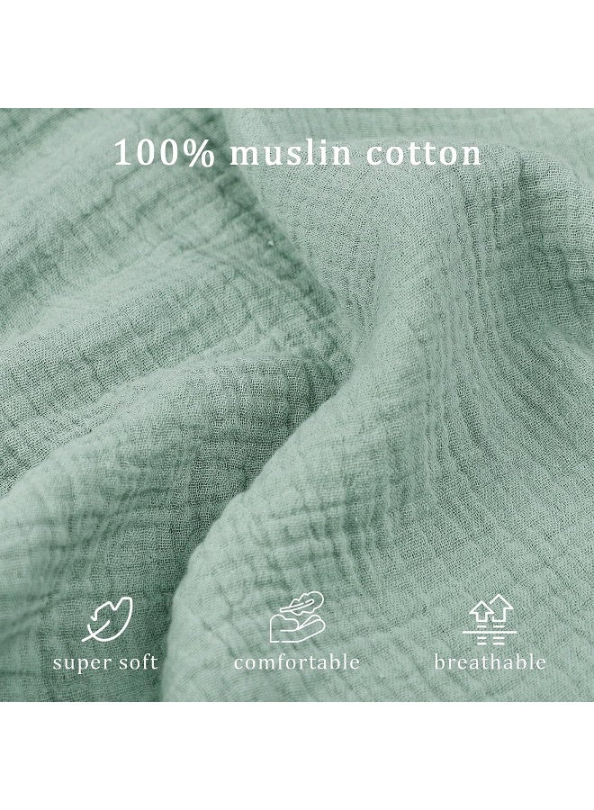Hooyax غطاء سرير الأطفال هوياكس من موسلين 2 عبوة، غطاء قابل للإزالة عضوي للأطفال حديثي الولادة، أغطية مقاعد الأطفال المبطنة للأرض للأطفال الأولاد والبنات (أخضر فاتح وورقة) - Image 2