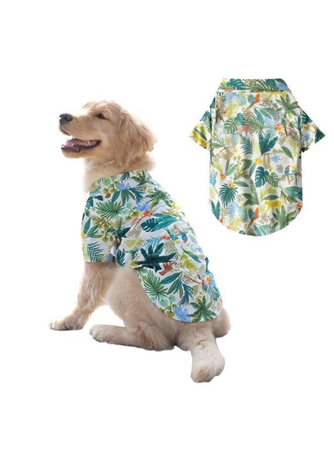 SEIRAA - Large Dog Hawaiian Costume, Dog's Cool T-Shirts Summer Clothes, Hawaiian Shirt for Large Dogs, Design for Summer Luau Style Beach Camp Vacation 7XL Green - Image 1