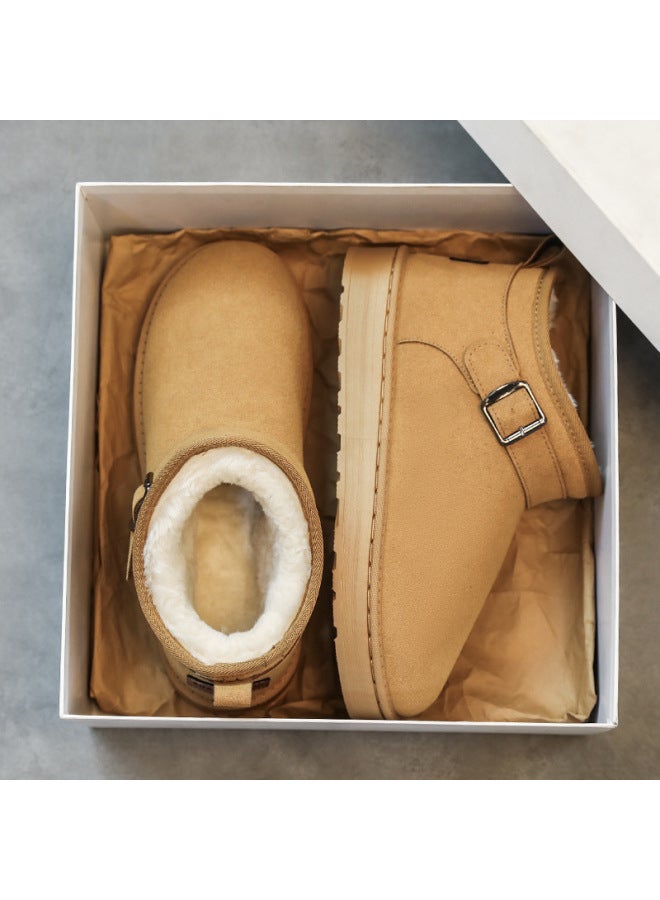 Couple Snow Boots   And Winter Jinjiang Velvet Thickened Cold-resistant Short Boots Cotton Shoes